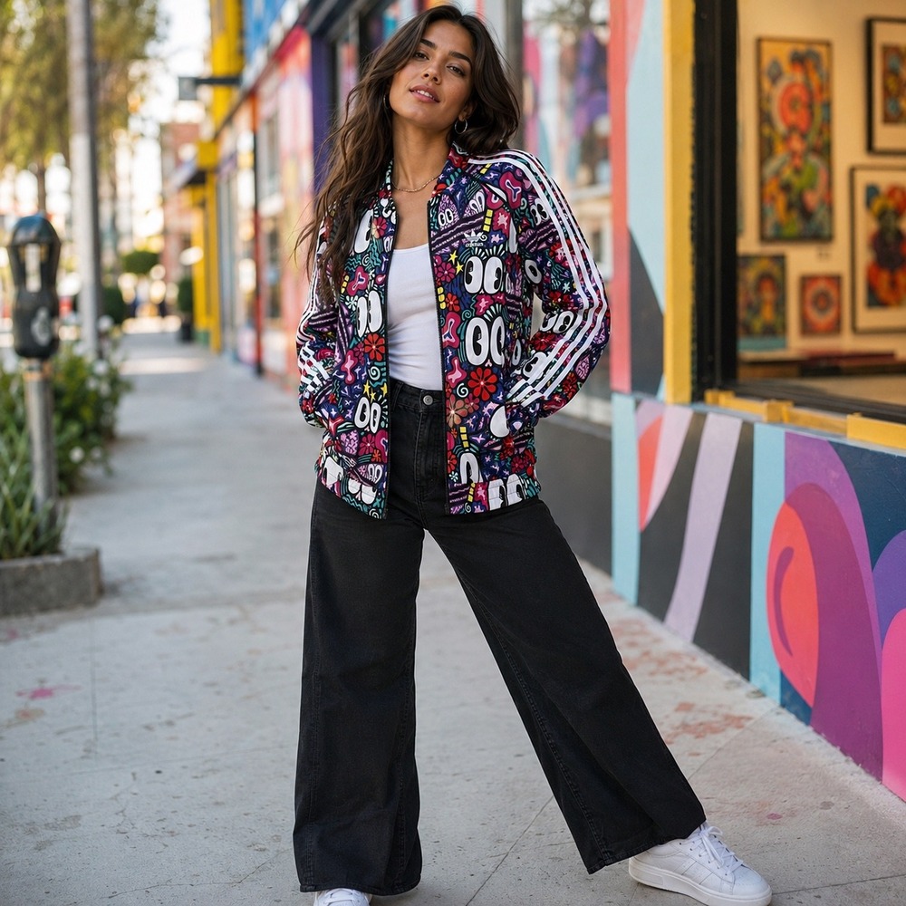 Adidas x Hattie Stewart SST Track Jacket Eyes Floral Dopamine M Rare
